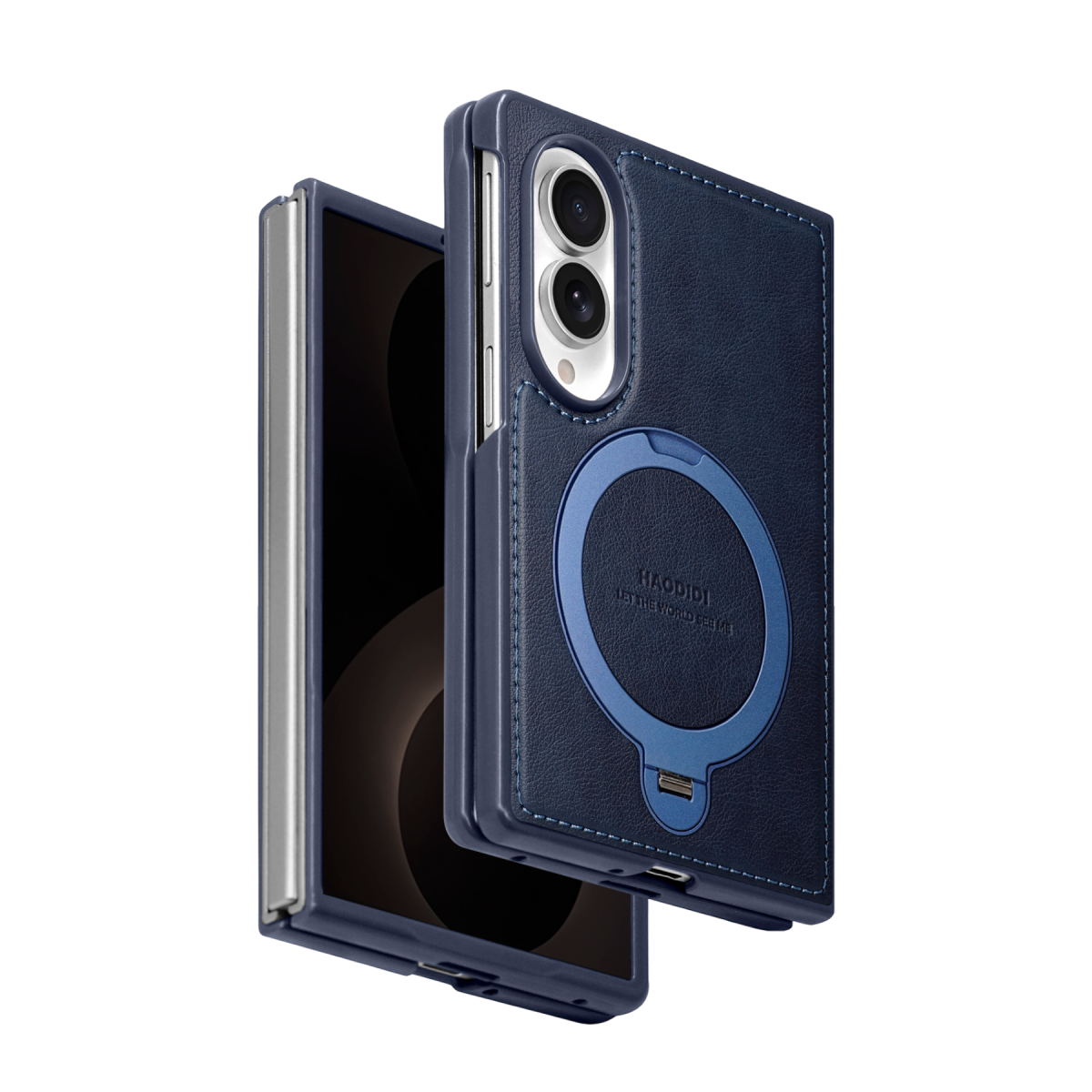 HDD Samsung Galaxy Z Fold 8 HBC-386 Skafta Magsafe Standlı Kapak - Mavi