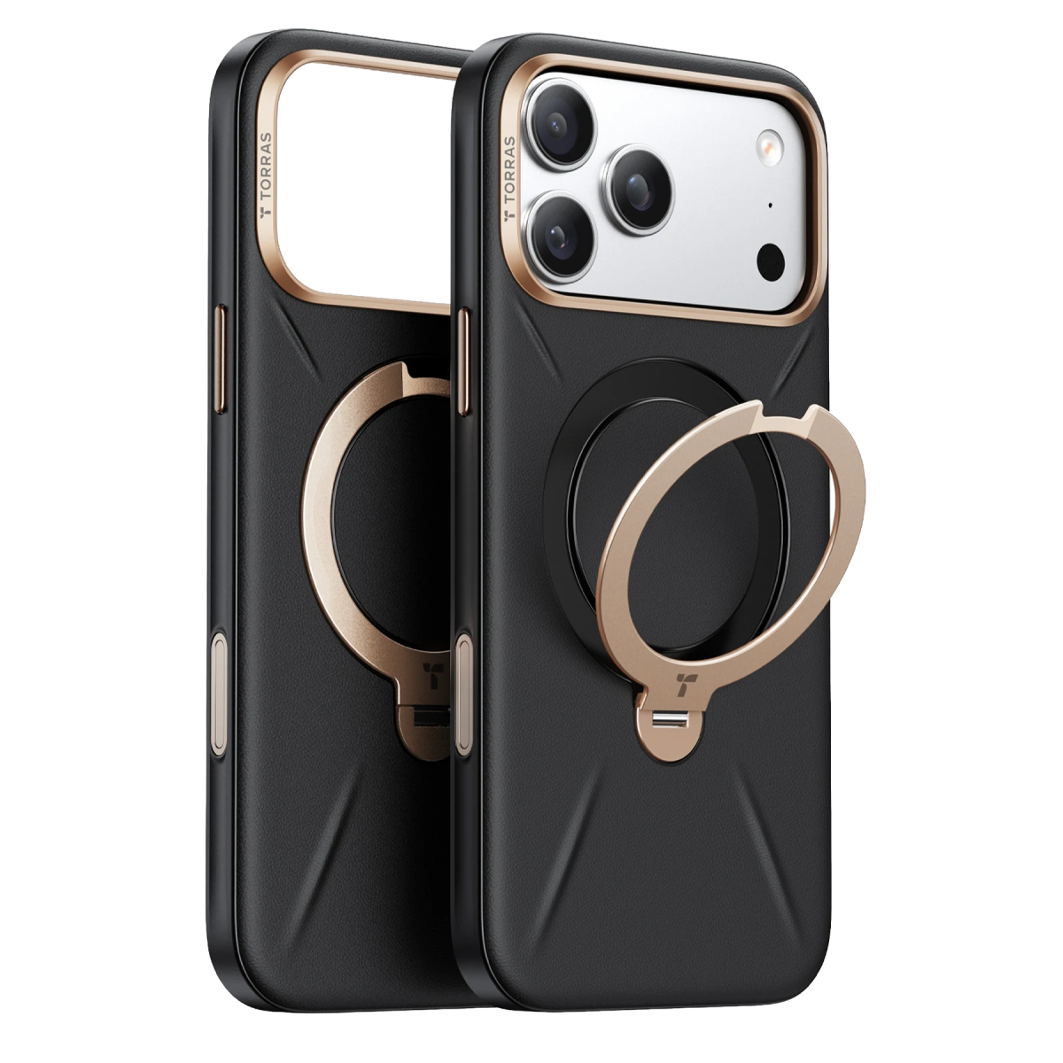 Torras Apple iPhone 18 Pro O Stand Spin VegSkin Serisi Magsafe Kılıf - Siyah