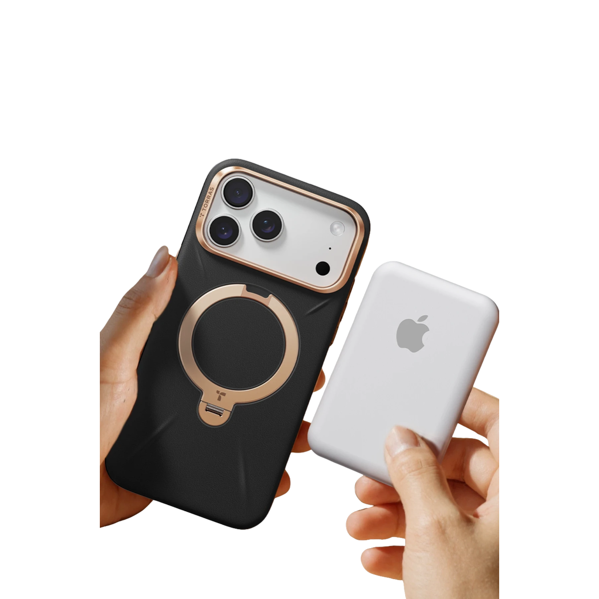 Torras Apple iPhone 18 Pro O Stand Spin VegSkin Serisi Magsafe Kılıf - Siyah