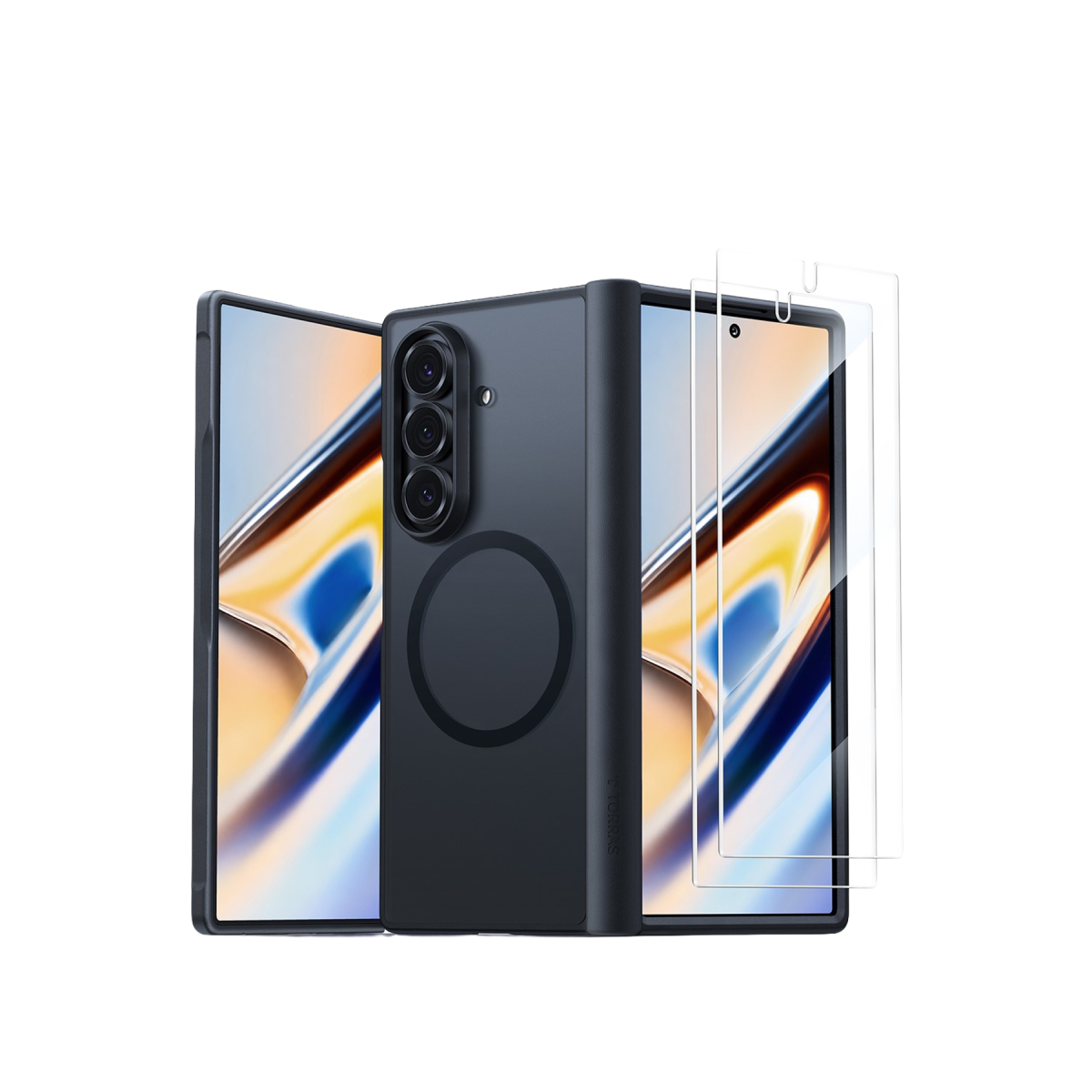 Torras Samsung Galaxy Z Fold 8 Ultra 2 Adet Ekran Koruyuculu Guardian Magsafe Kılıf - Siyah