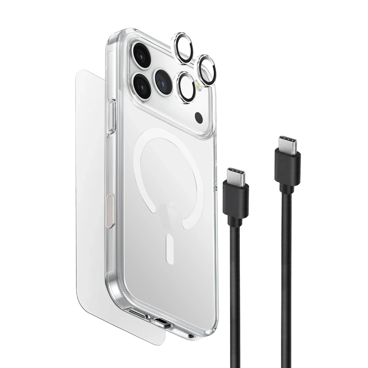 Uniq Apple iPhone 18 Pro Max Clearvue Essential (60W Kablo Dahil) Magsafe 4in1 Set Kapak - Şeffaf