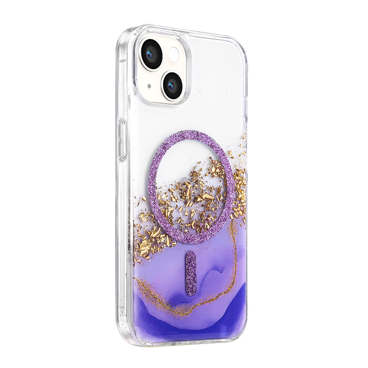 Onegif Apple iPhone 14 Lotus Simli Magsafe Kapak - Mor