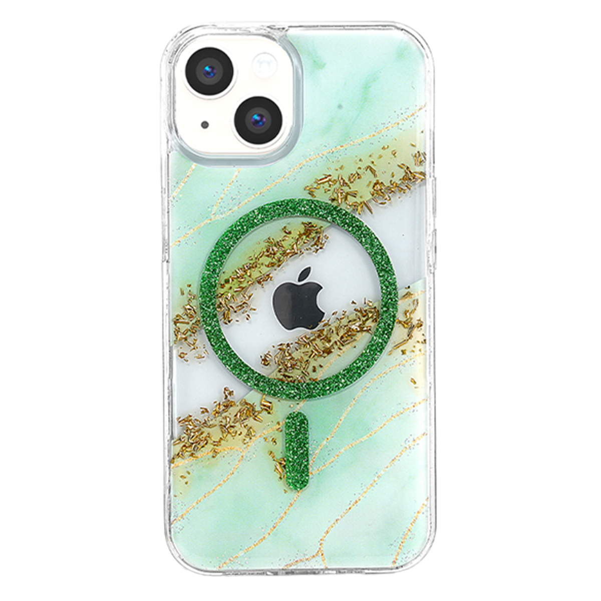 Onegif Apple iPhone 14 Lotus Simli Magsafe Kapak - Yeşil