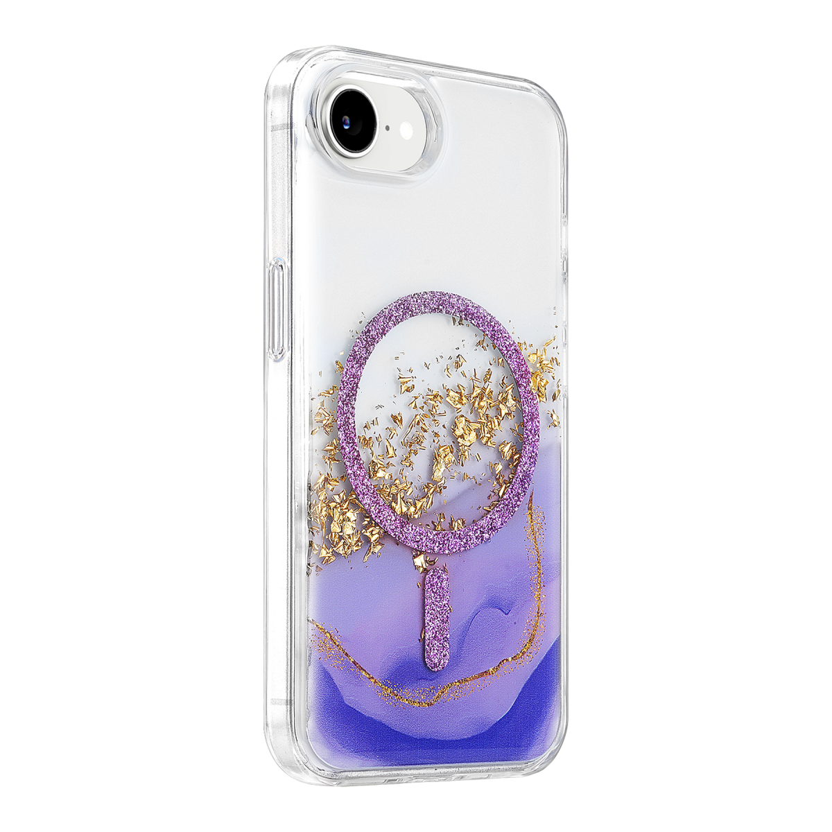 Onegif Apple iPhone 17E Lotus Simli Magsafe Kapak - Mor