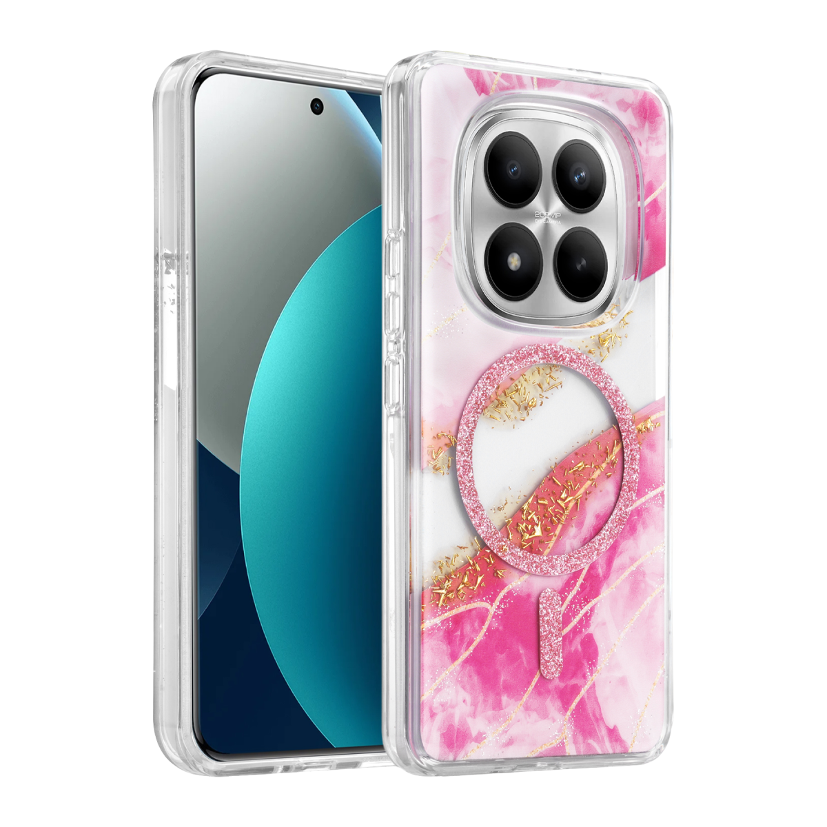 Onegif Xiaomi Redmi Note 15 Pro Plus 5G Lotus Simli Magsafe Kapak - Pembe
