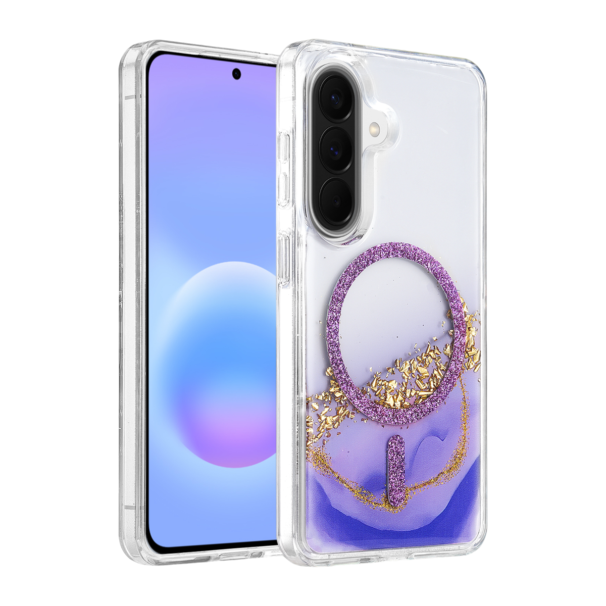 Onegif Samsung Galaxy A57 5G Lotus Simli Magsafe Kapak - Mor