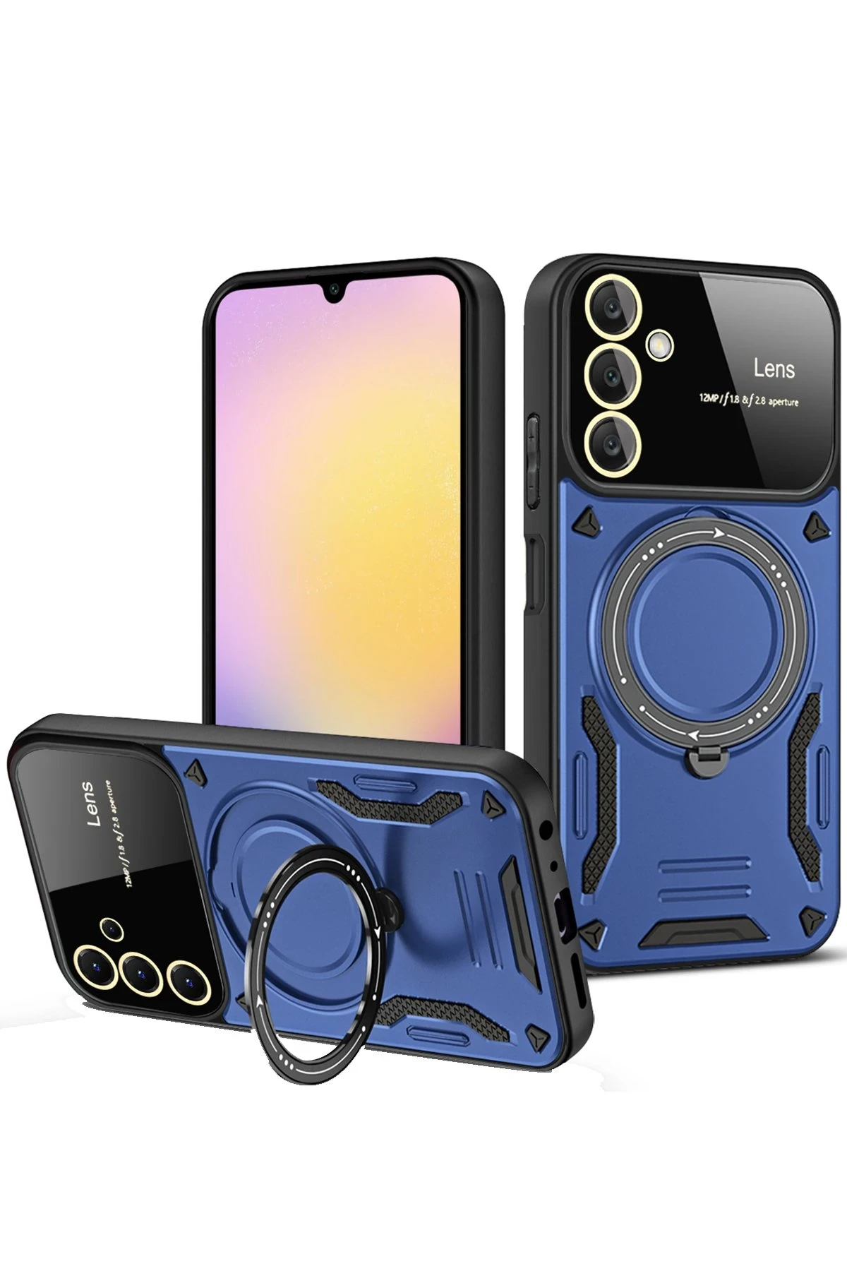Newface Samsung Galaxy S23 FE Kılıf Joy Lens Standlı Kapak - Lacivert