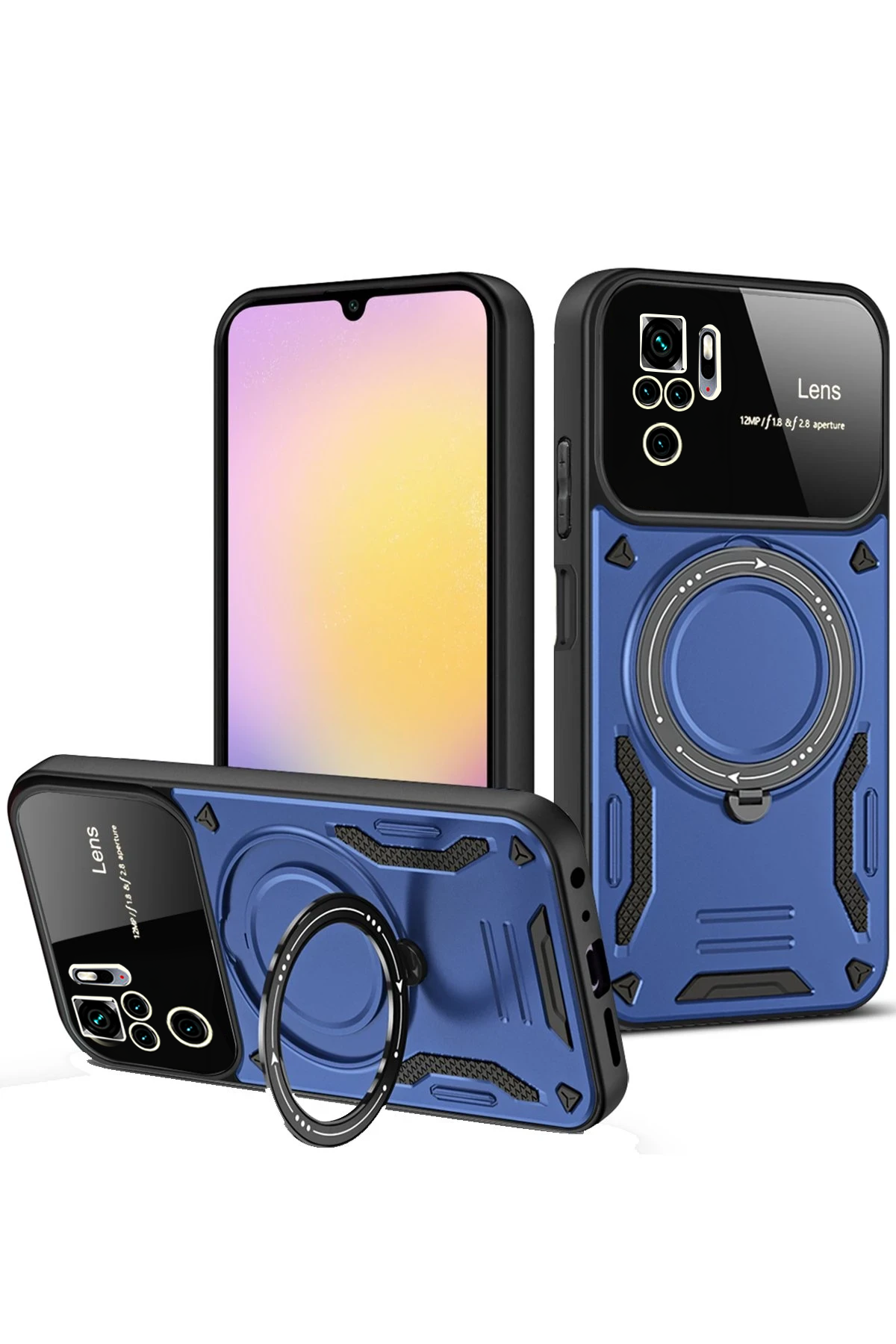 Newface Xiaomi Redmi Note 10S Kılıf Joy Lens Standlı Kapak - Lacivert