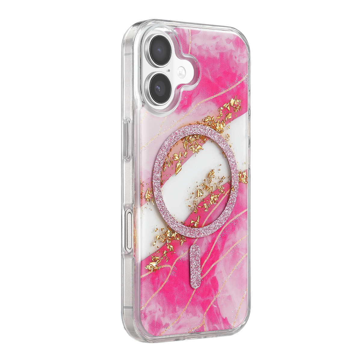 Onegif Apple iPhone 17 Lotus Simli Magsafe Kapak - Pembe