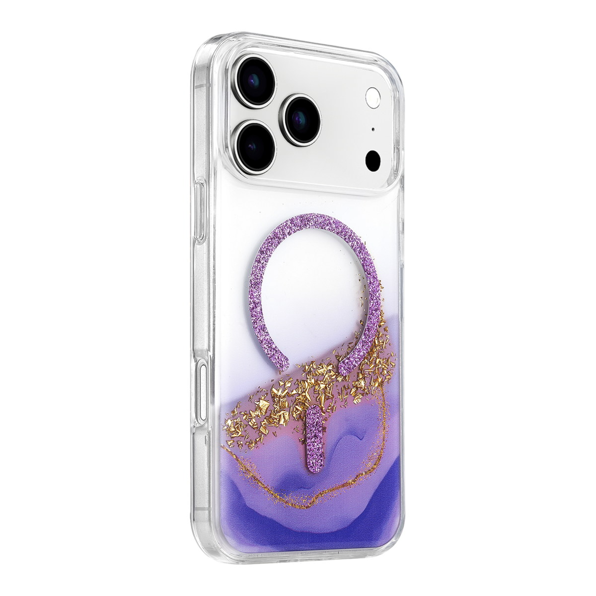 Onegif Apple iPhone 17 Pro Lotus Simli Magsafe Kapak - Mor