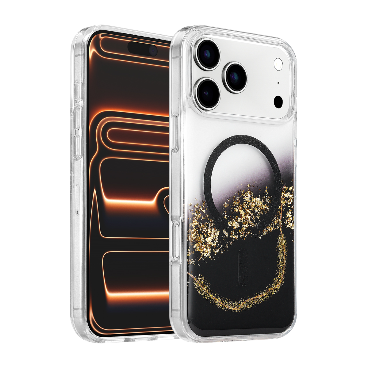 Onegif Apple iPhone 17 Pro Max Lotus Simli Magsafe Kapak - Siyah