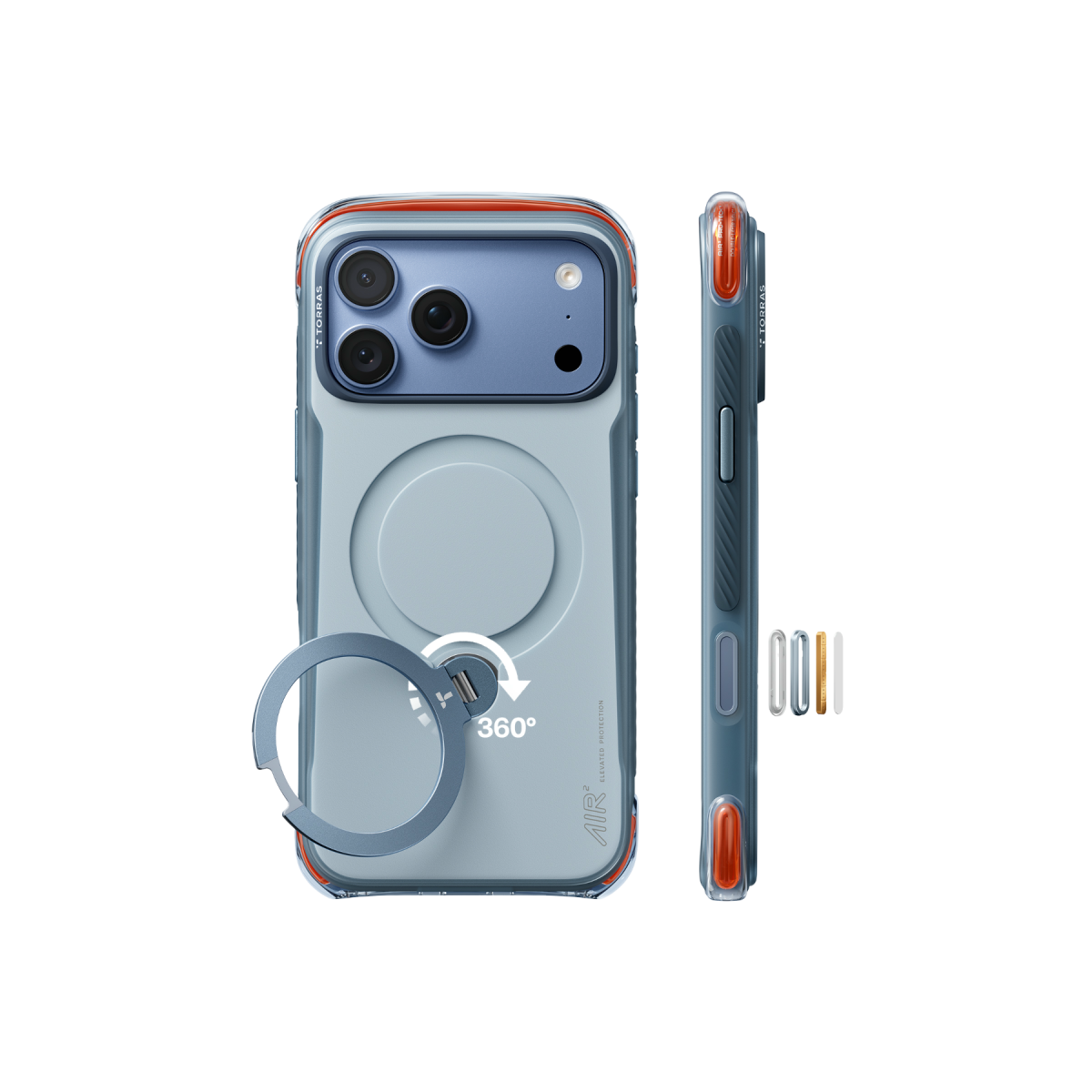 Torras Apple iPhone 18 Pro Max Ostand Q3 Air Pro Standlı Magsafe Kapak - Açık Mavi