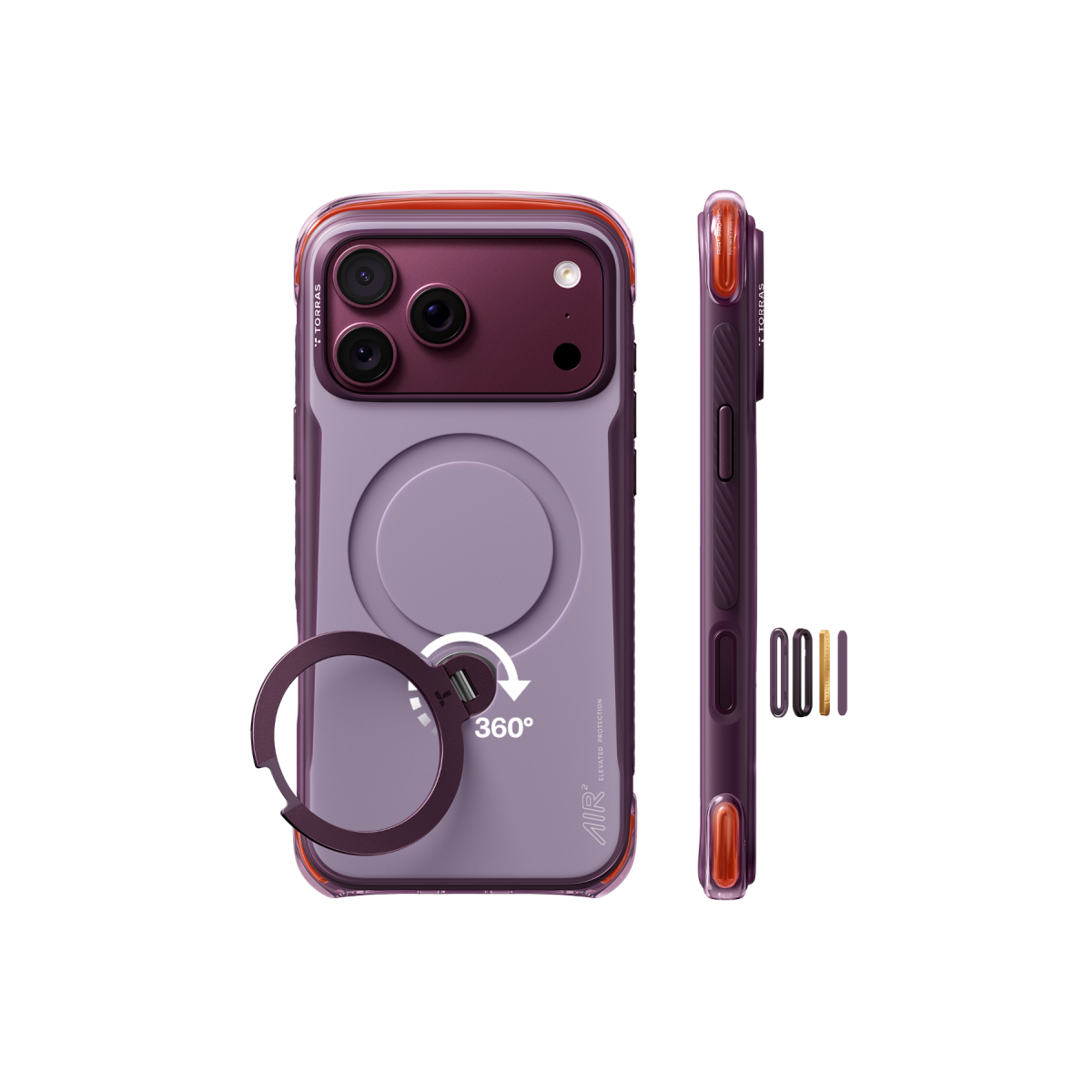 Torras Apple iPhone 18 Pro Ostand Q3 Air Pro Standlı Magsafe Kapak - Bordo