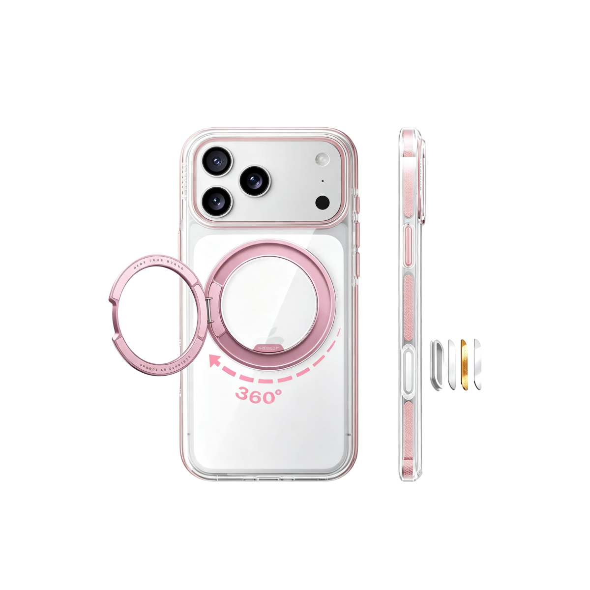 Torras Apple iPhone 18 Pro Ostand O3 Light Standlı Magsafe Kapak - Pembe