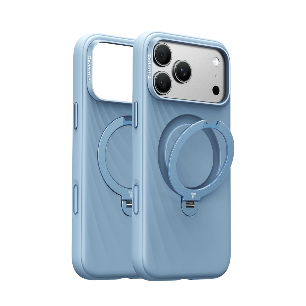 Torras Apple iPhone 18 Pro Max Ostand Q3 Silicone Wind Standlı Magsafe Kapak - Mavi