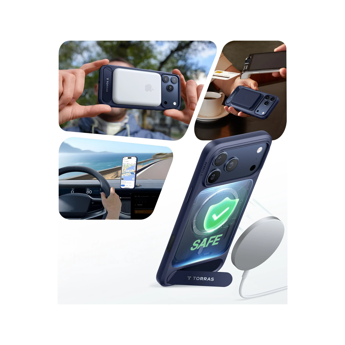 Torras Apple iPhone 18 Pro Max Ostand L1 Standlı Magsafe Kapak - Lacivert