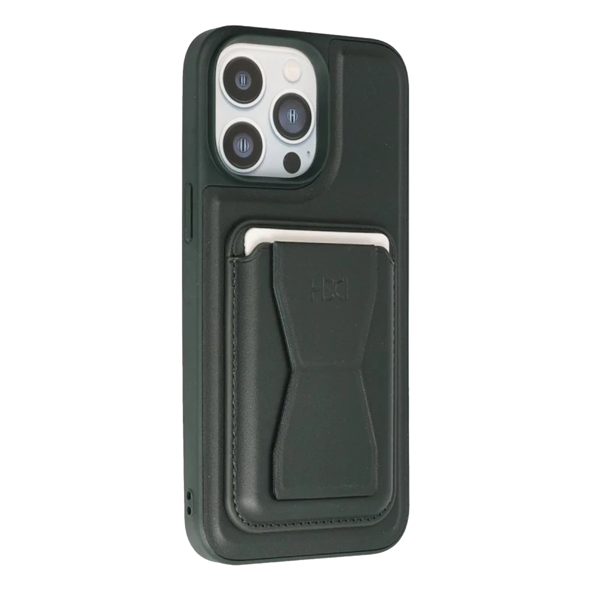 HDD Apple iPhone 14 Pro Kılıf HD Deri Luxury Magnet Kartvizitli Kapak - Koyu Yeşil