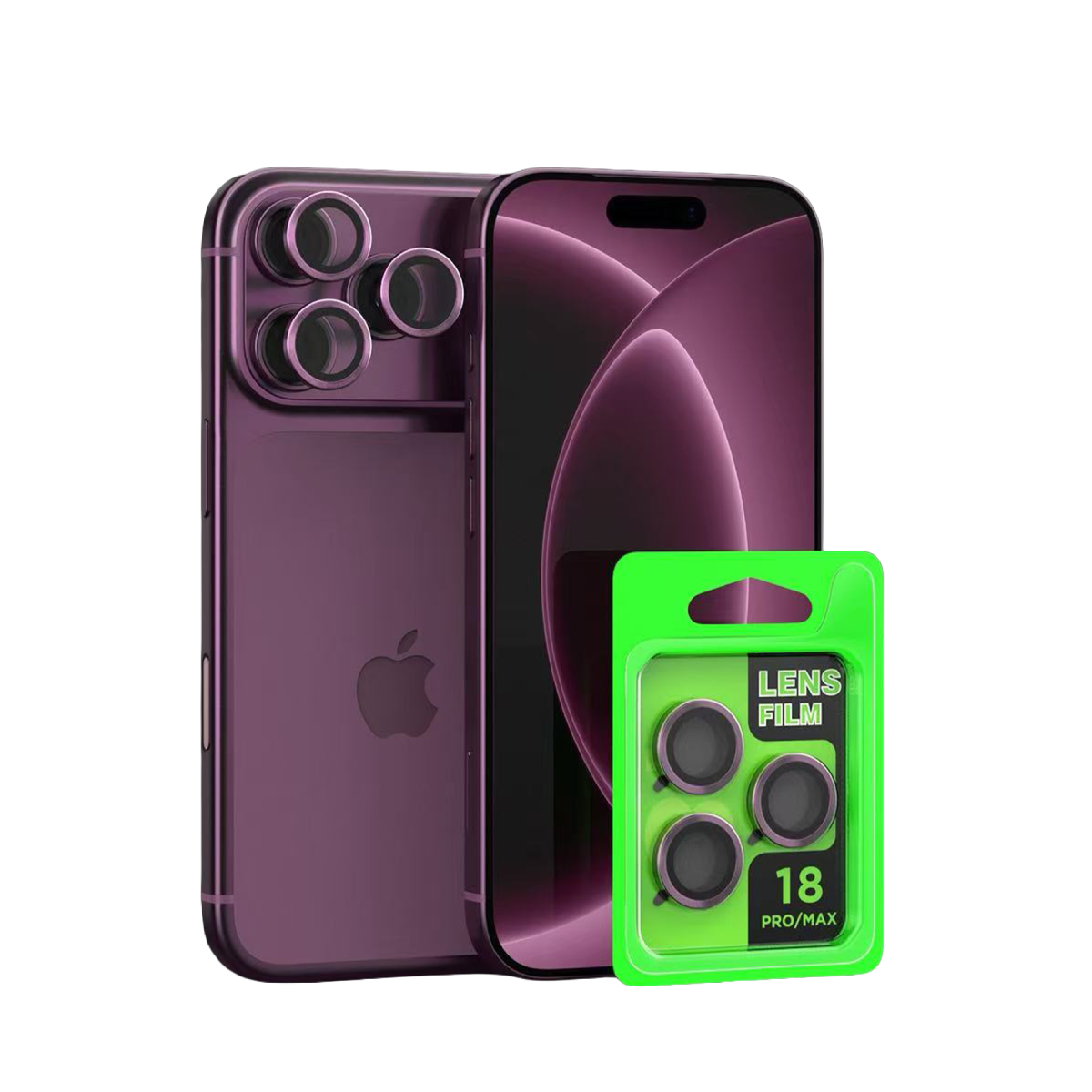 Newface Apple iPhone 18 Pro Max Raze Metal Kamera Lens - Bordo