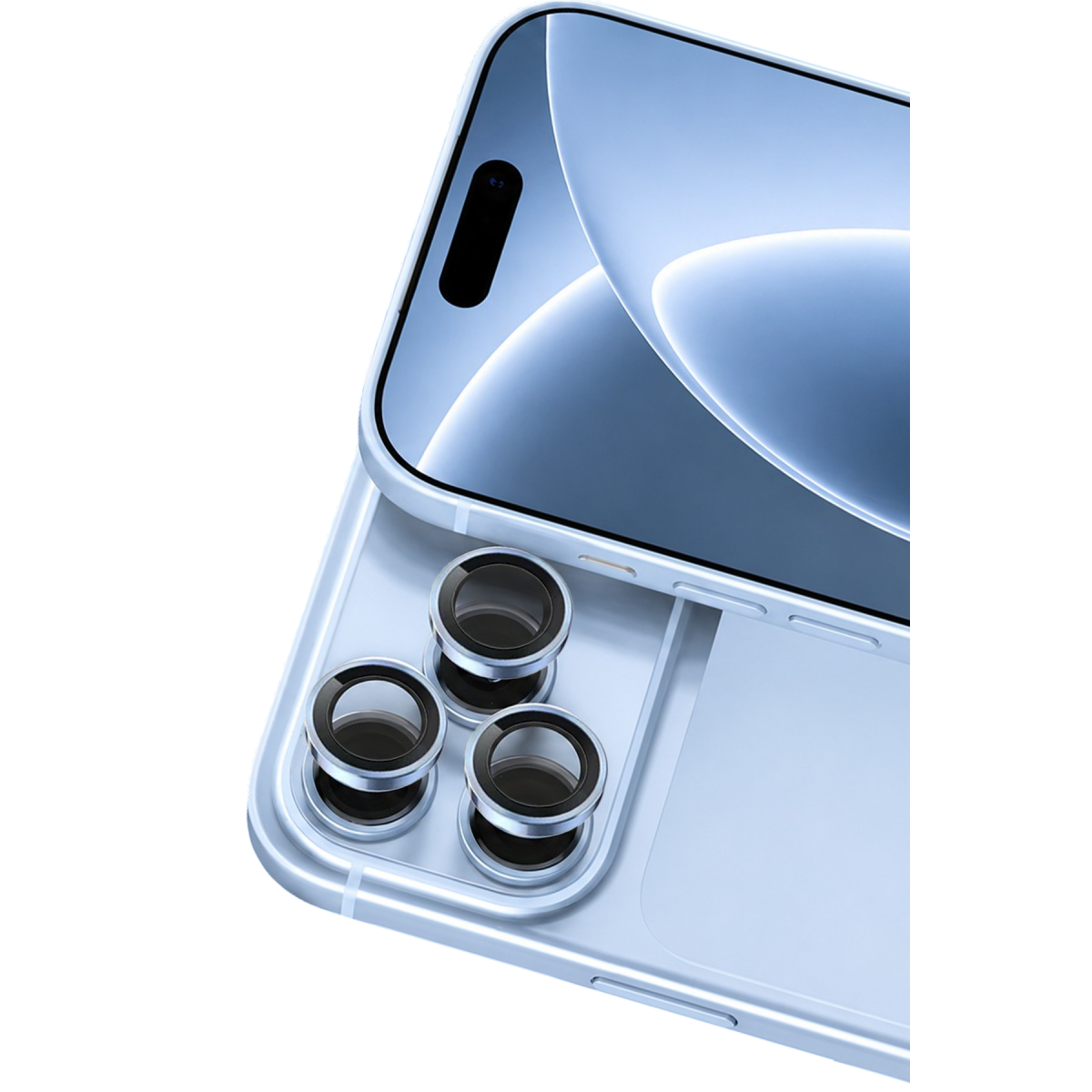 Newface Apple iPhone 18 Pro Max Raze Metal Kamera Lens - Açık Mavi