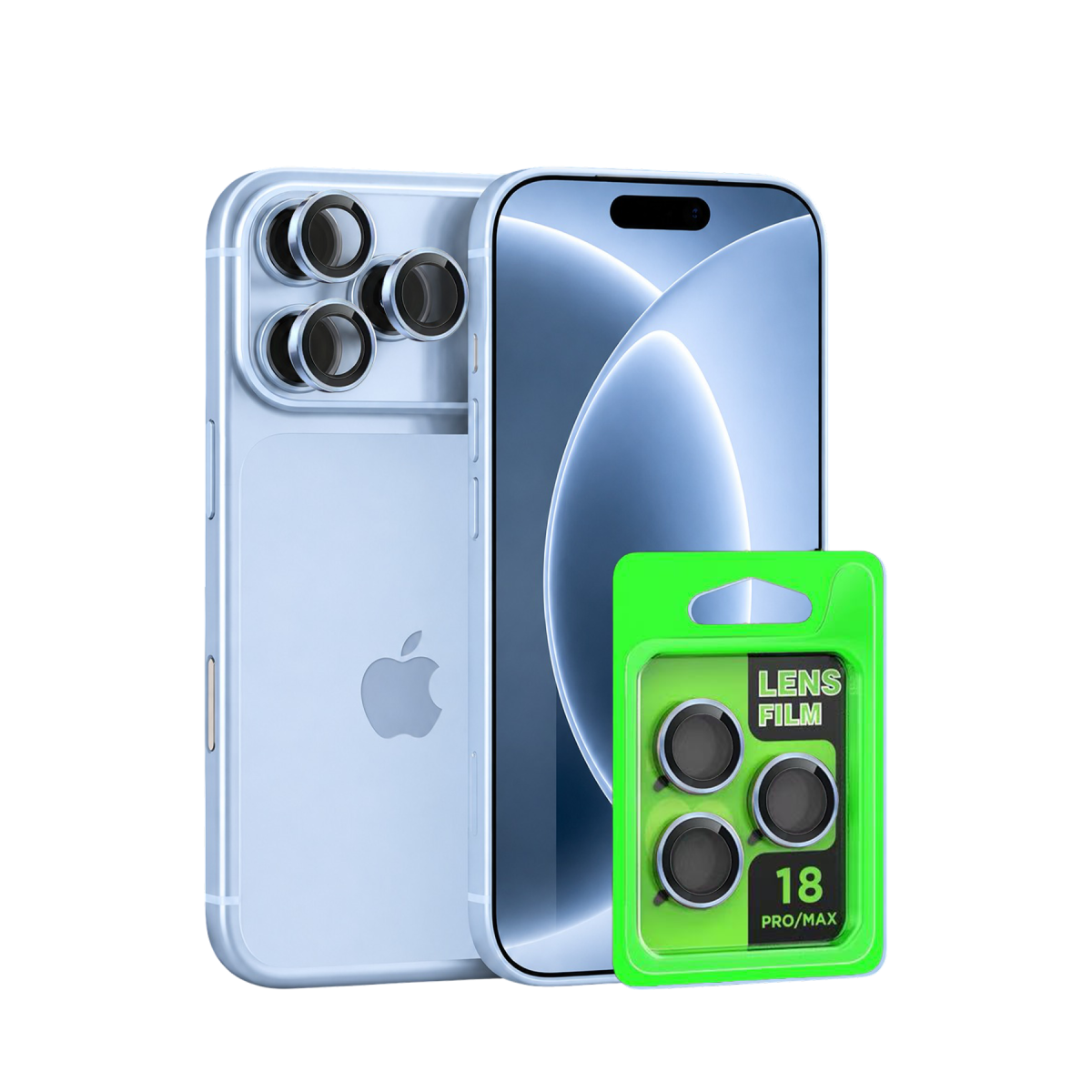 Newface Apple iPhone 18 Pro Raze Metal Kamera Lens - Açık Mavi