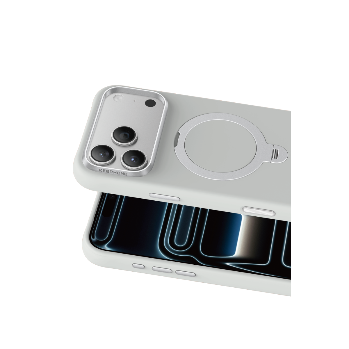 Keephone Apple iPhone 18 Pro Rovana Standlı Magsafe Kapak - Açık Gri