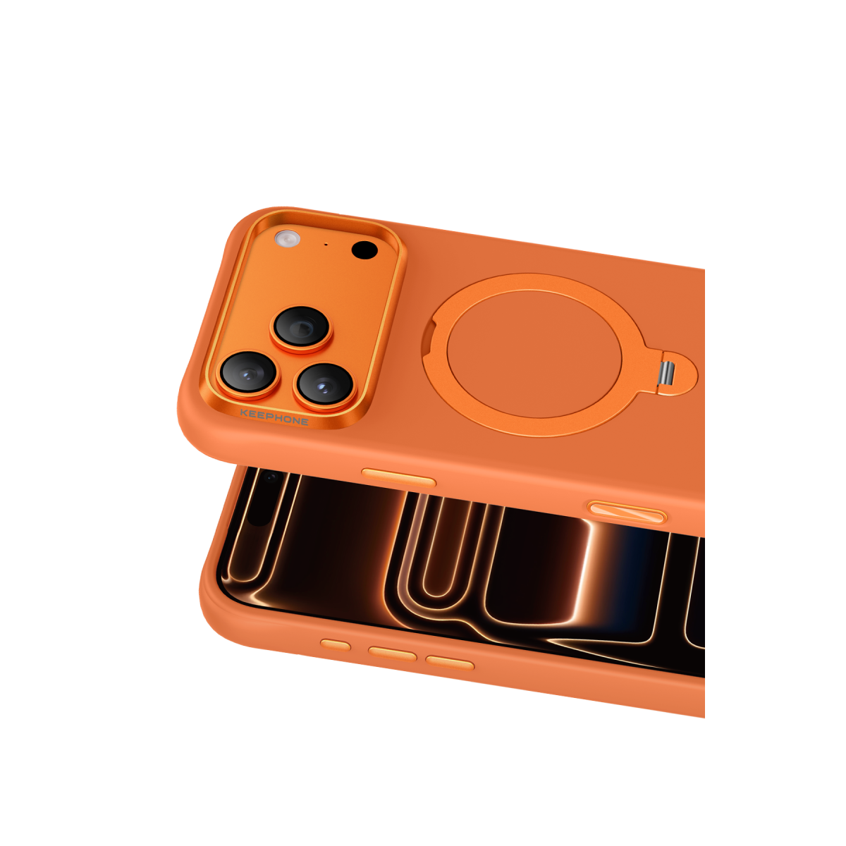 Keephone Apple iPhone 18 Pro Max Rovana Standlı Magsafe Kapak - Turuncu