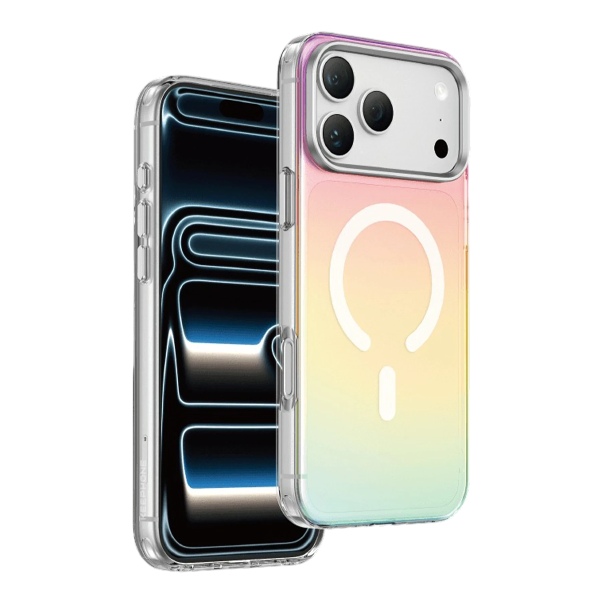 Keephone Apple iPhone 18 Pro Rainbow Magsafe Kapak - Gümüş