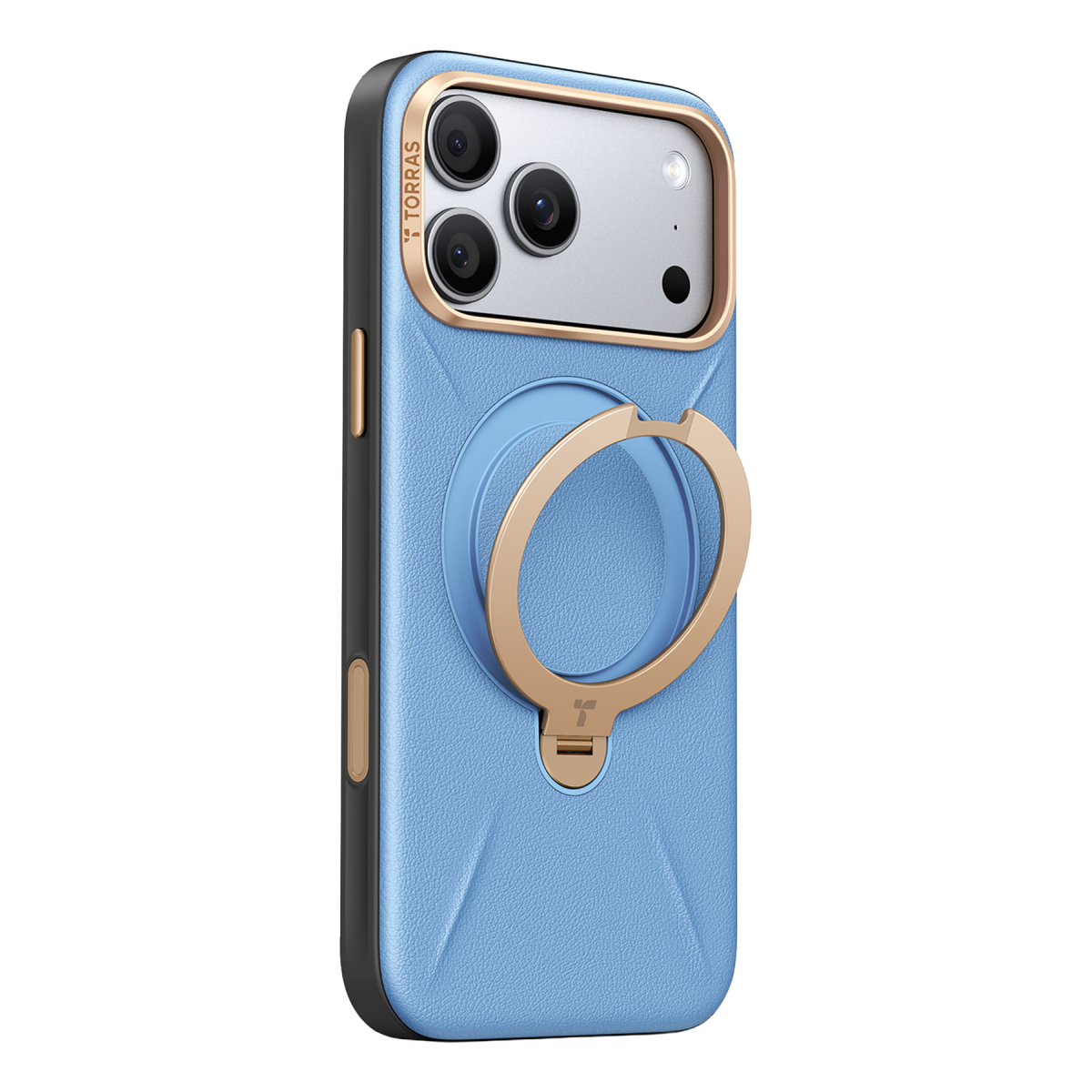 Torras Apple iPhone 18 Pro O Stand Spin VegSkin Serisi Magsafe Kılıf - Açık Mavi