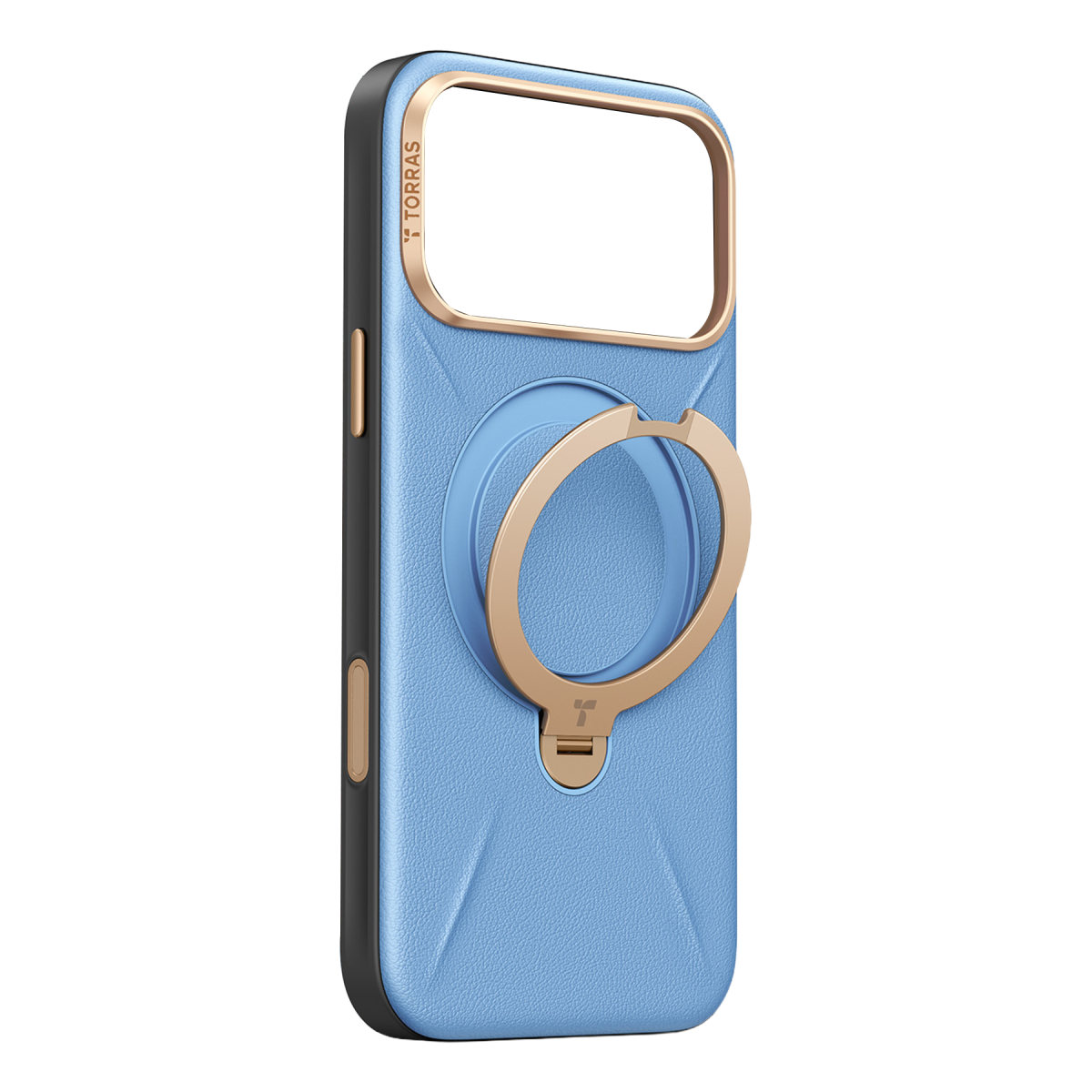Torras Apple iPhone 18 Pro O Stand Spin VegSkin Serisi Magsafe Kılıf - Açık Mavi