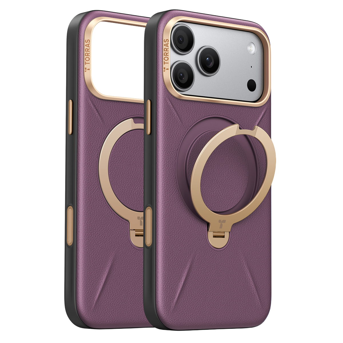 Torras Apple iPhone 18 Pro O Stand Spin VegSkin Serisi Magsafe Kılıf - Bordo