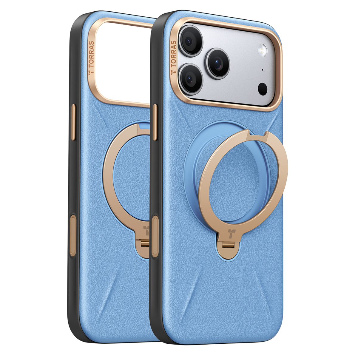 Torras Apple iPhone 18 Pro Max O Stand Spin VegSkin Serisi Magsafe Kılıf - Açık Mavi