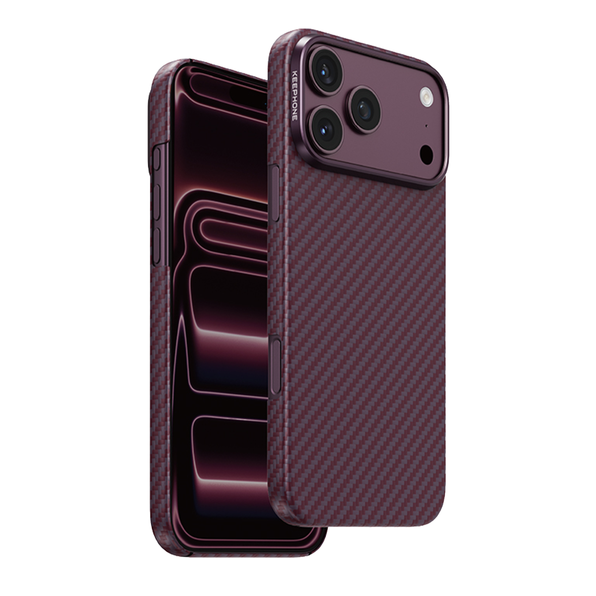 Keephone Apple iPhone 18 Pro Kevlar Diago Magsafe Kılıf - Bordo