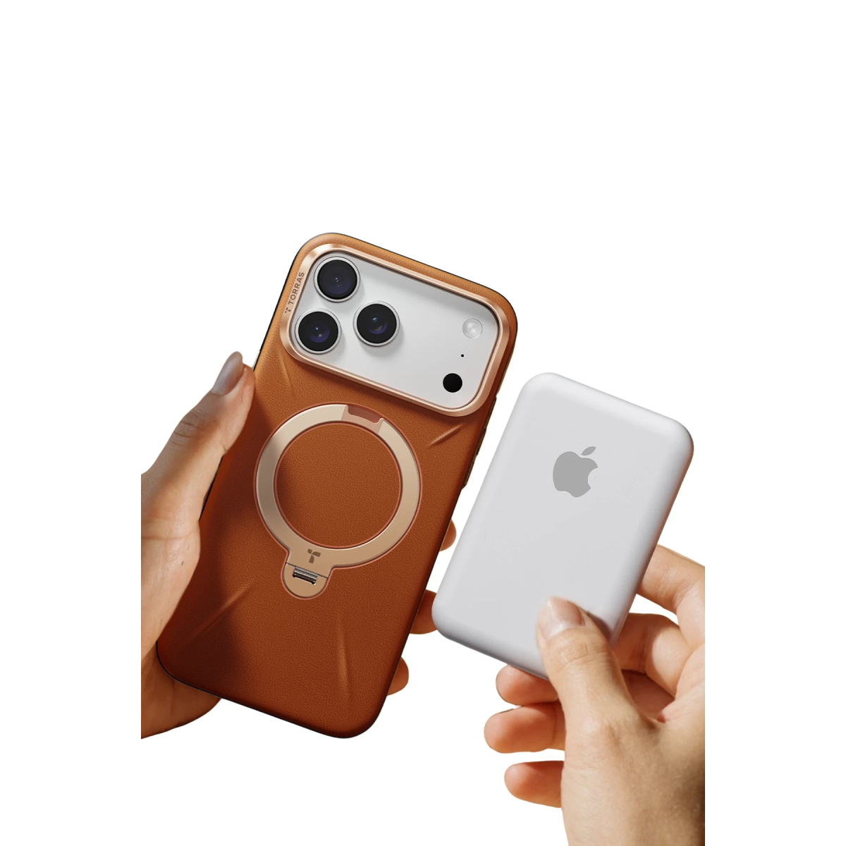 Torras Apple iPhone 18 Pro Max O Stand Spin VegSkin Serisi Magsafe Kılıf - Kahverengi