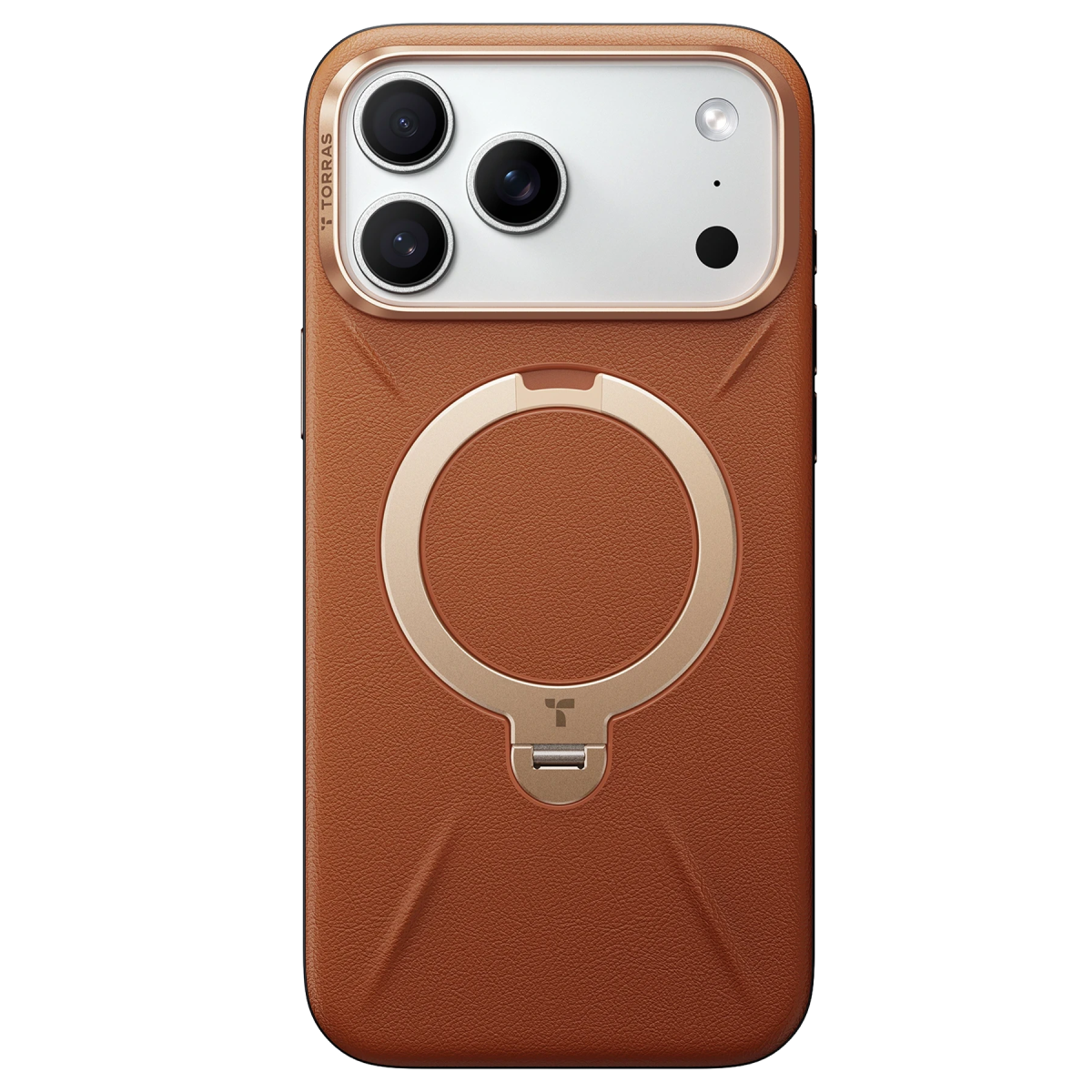 Torras Apple iPhone 18 Pro O Stand Spin VegSkin Serisi Magsafe Kılıf - Kahverengi