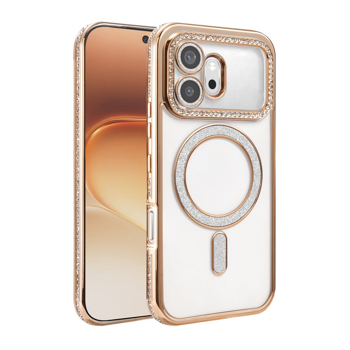 Huawei Honor 600 Joke Simli Magneticsafe Kılıf - Gold