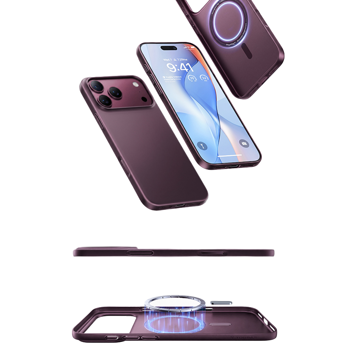 Torras Apple iPhone 18 Pro Max OriginFit Magsafe Kılıf - Bordo