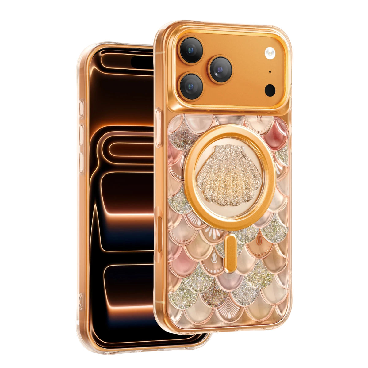 Keephone Apple iPhone 18 Pro Max Iceland Simli Magsafe Kapak - Turuncu