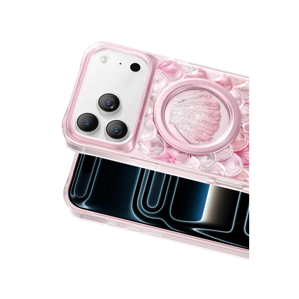 Keephone Apple iPhone 18 Pro Max Iceland Simli Magsafe Kapak - Pembe