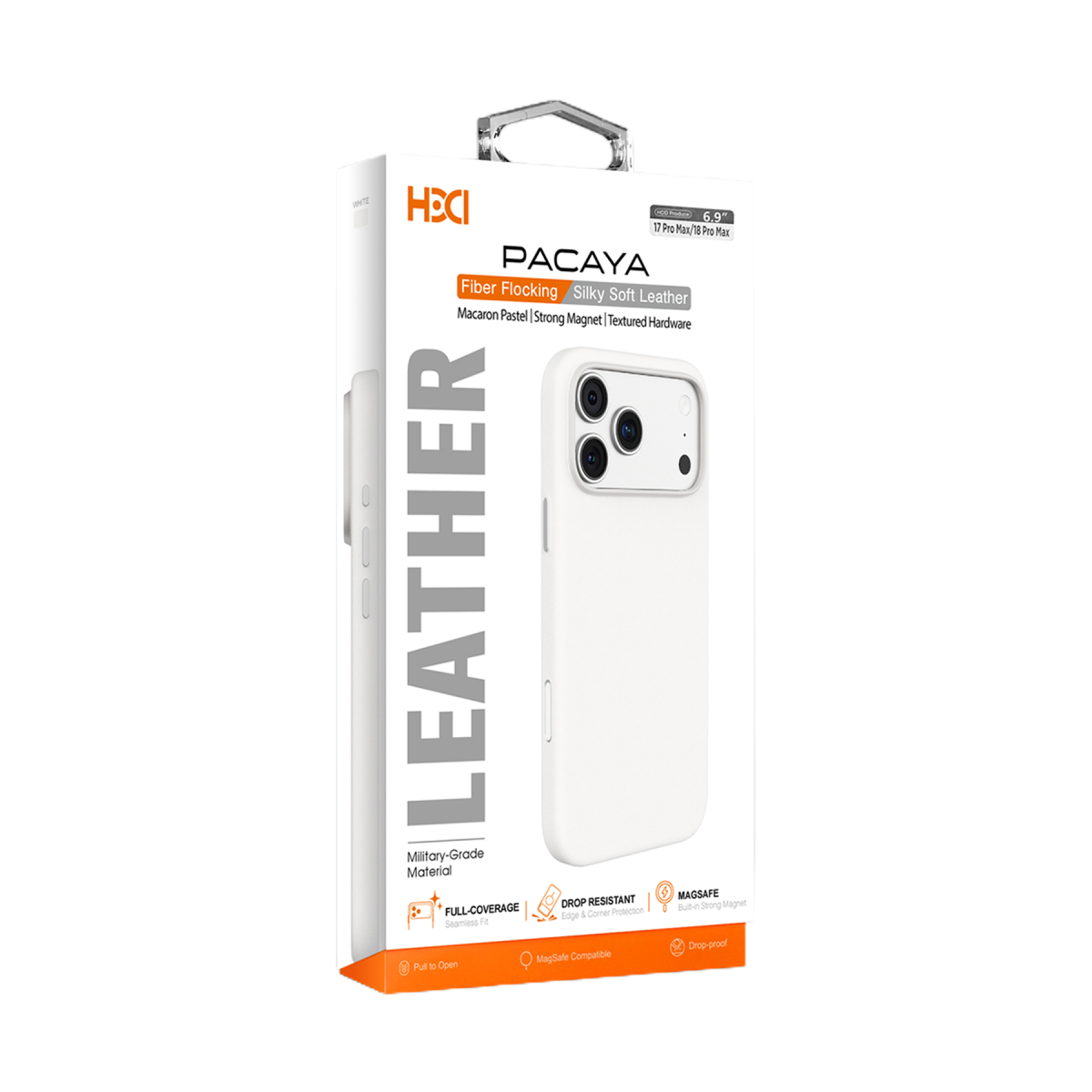 HDD Apple iPhone 18 Pro Max HBC-475 Pacaya Deri Kapak - Beyaz