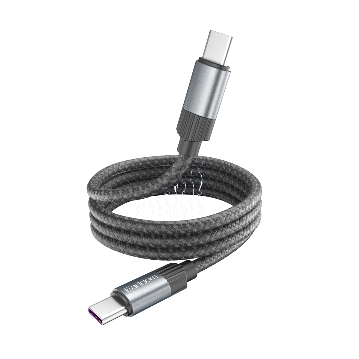 Earldom EC-207CC 1M 60W Type-C to Type-C Mıknatıslı PD Hızlı Şarj Kablosu - Siyah