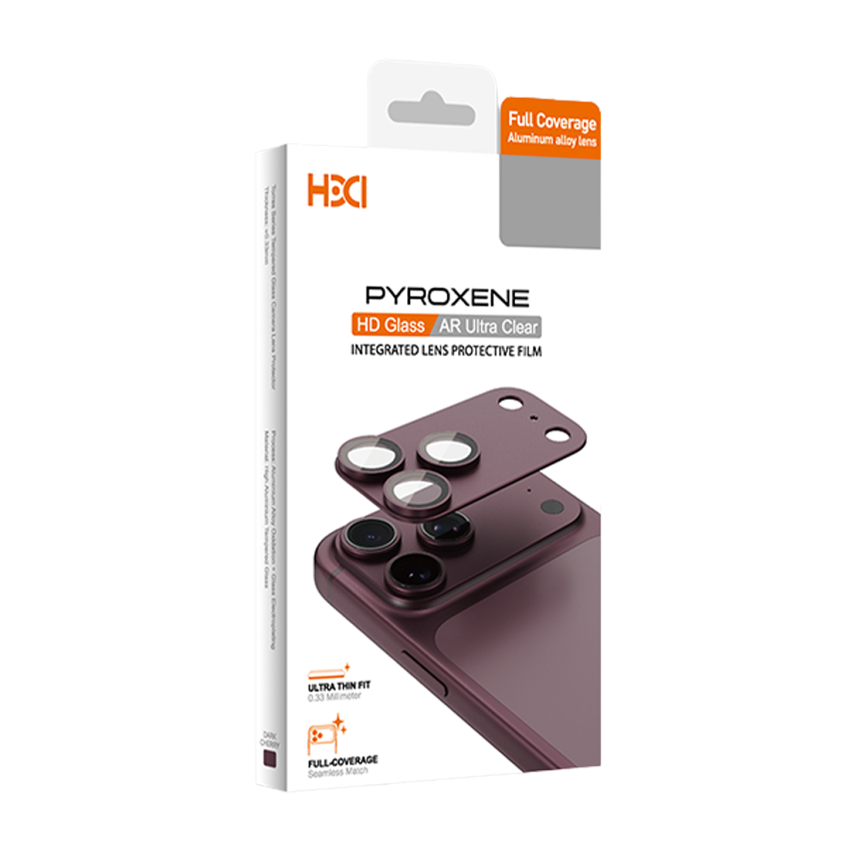 HDD Apple iPhone 18 Pro Pyroxene Kamera Lens Koruyucu - Bordo