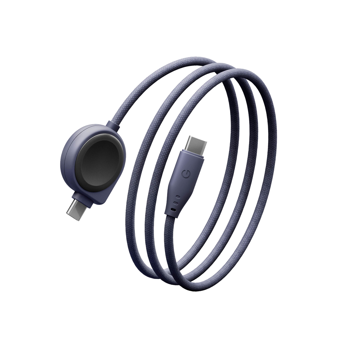 Energea Flow Duo Watch 1.5M 60W 2in1 Type-C to Type-C ve Samsung Watch Şarj Kablosu - Mor