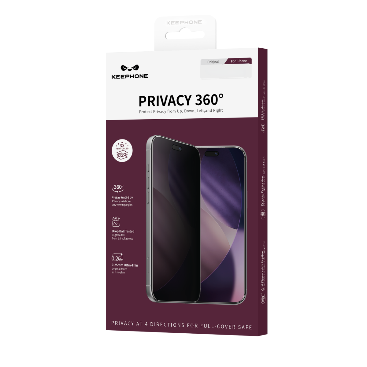 Keephone Apple iPhone 18 Pro Max 360 4 Way Privacy Cam Ekran Koruyucu - Siyah