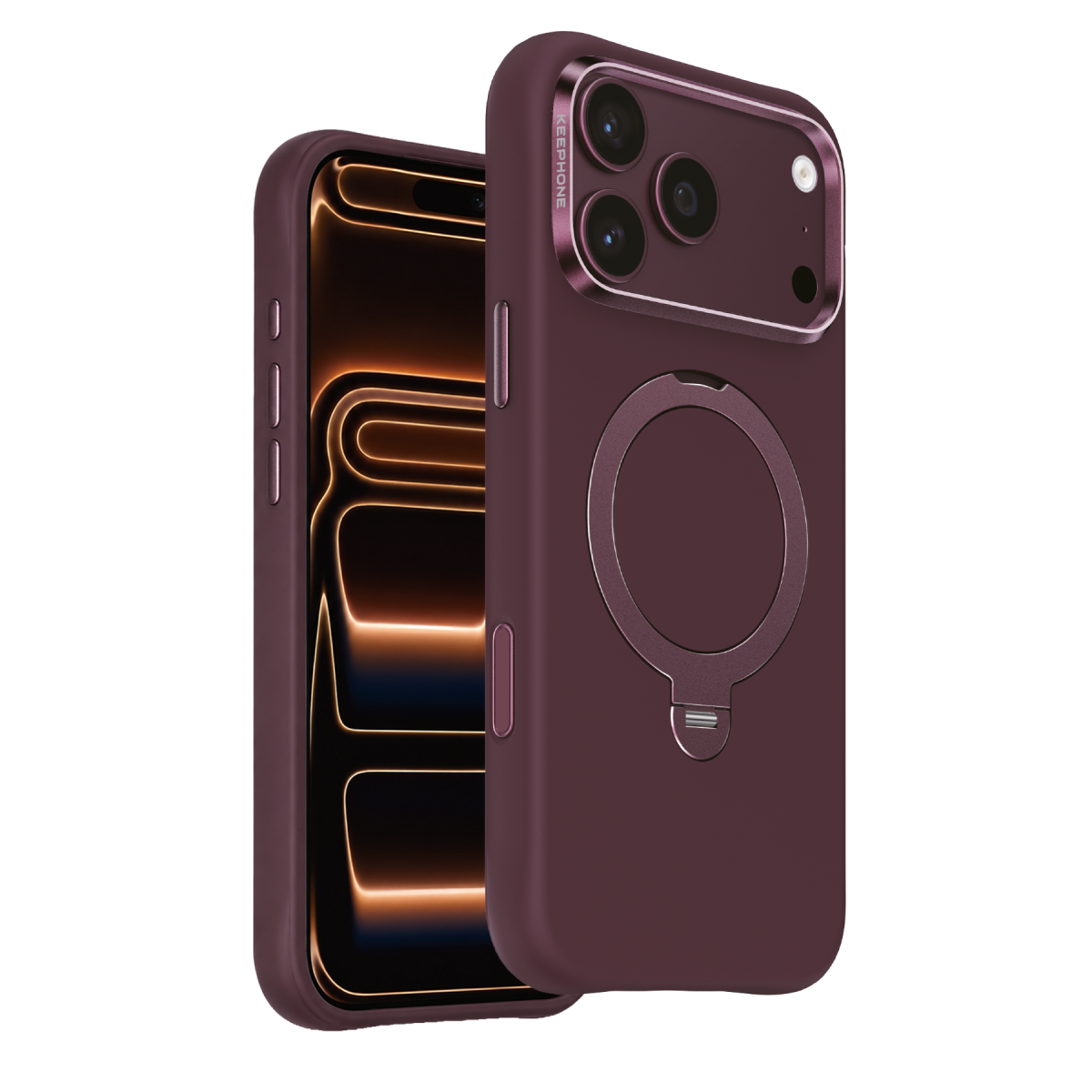 Keephone Apple iPhone 18 Pro Max Rovana Standlı Magsafe Kapak - Bordo