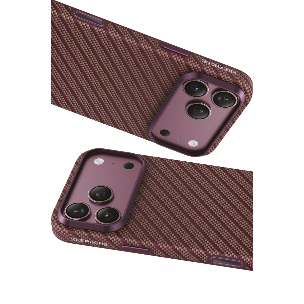 Keephone Apple iPhone 18 Pro Max Mono Aramid Fiber Magsafe Kapak - Bordo