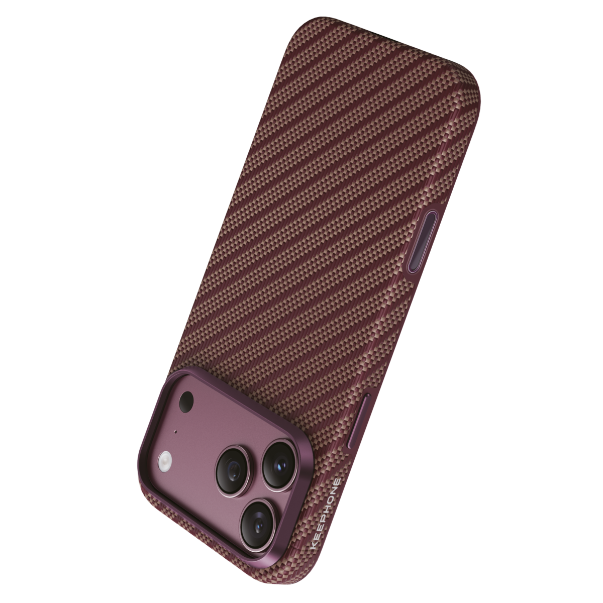 Keephone Apple iPhone 18 Pro Max Mono Aramid Fiber Magsafe Kapak - Bordo