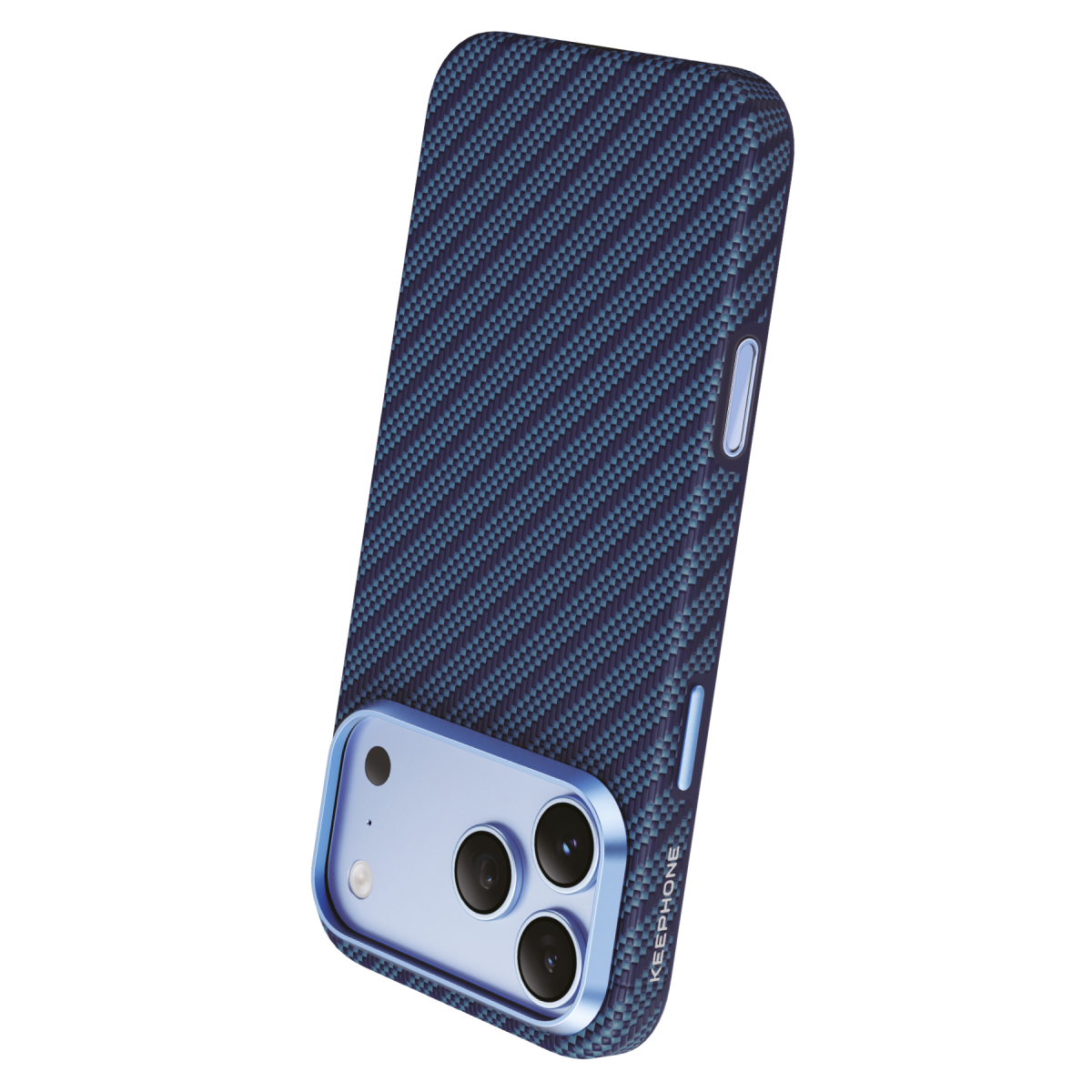 Keephone Apple iPhone 18 Pro Max Mono Aramid Fiber Magsafe Kapak - Koyu Mavi