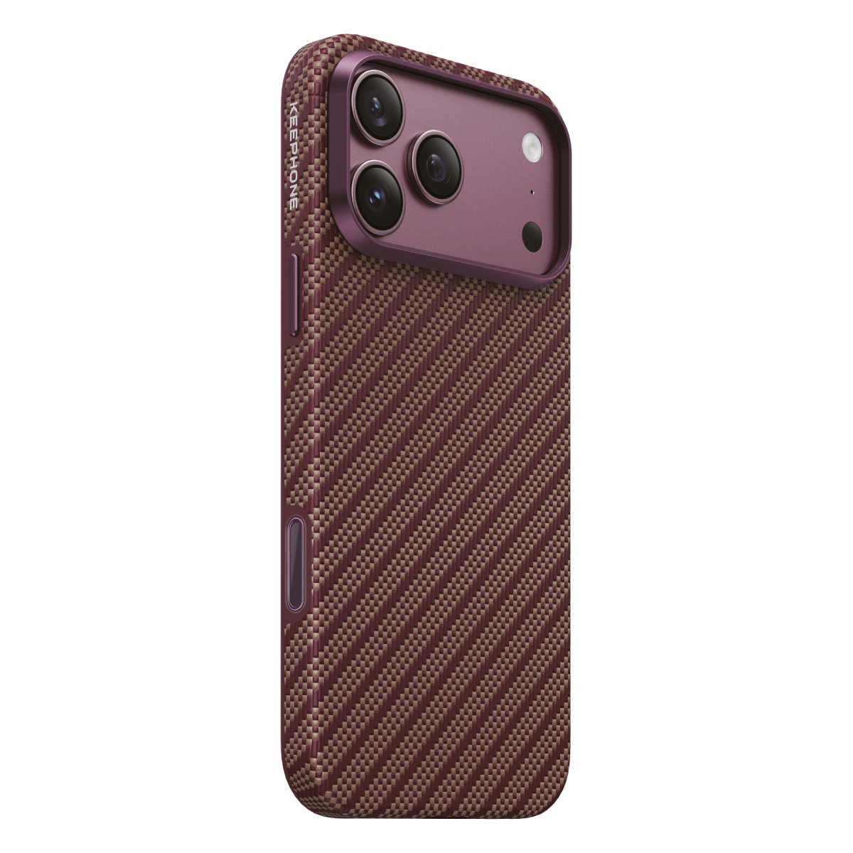 Keephone Apple iPhone 18 Pro Mono Aramid Fiber Magsafe Kapak - Bordo