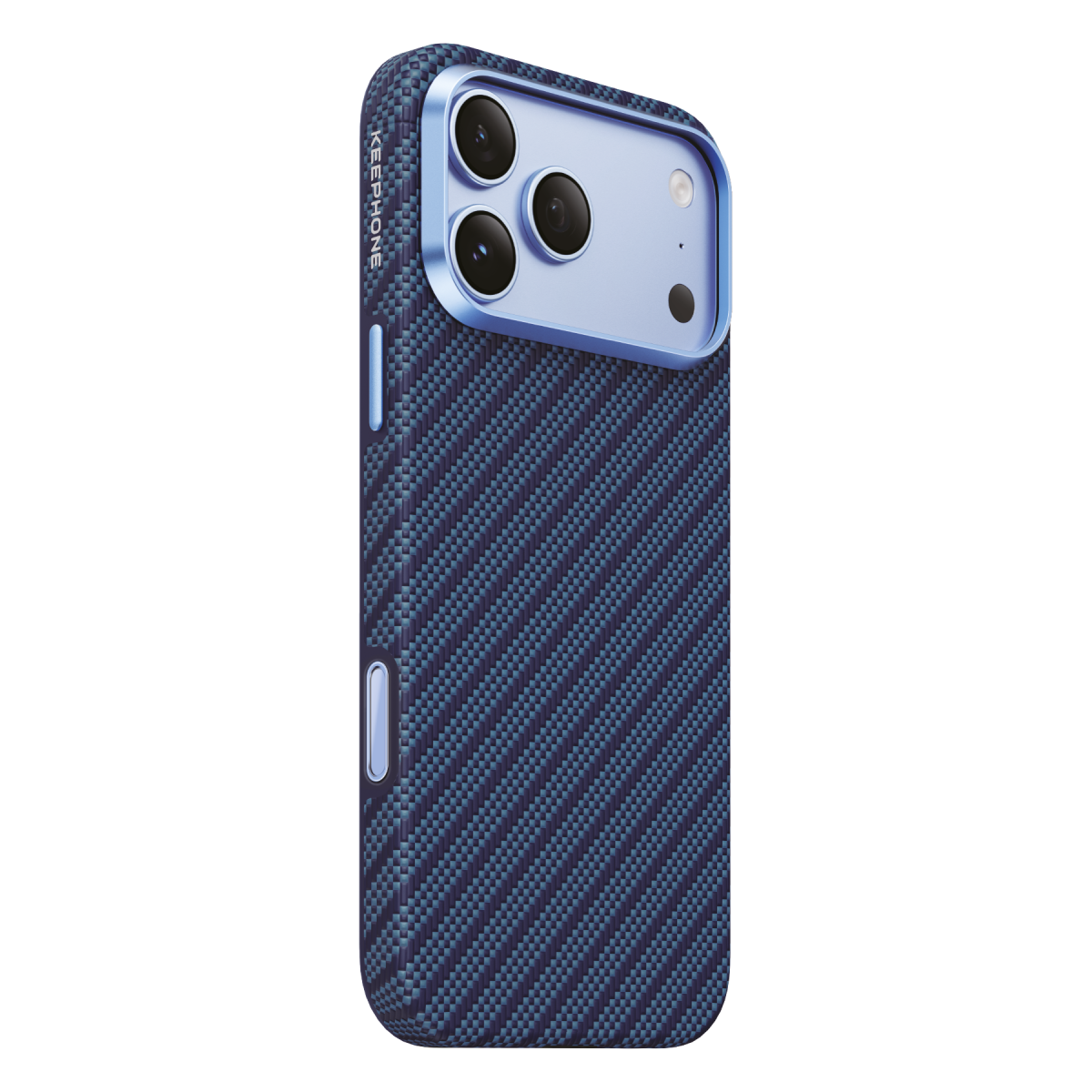 Keephone Apple iPhone 18 Pro Mono Aramid Fiber Magsafe Kapak - Koyu Mavi