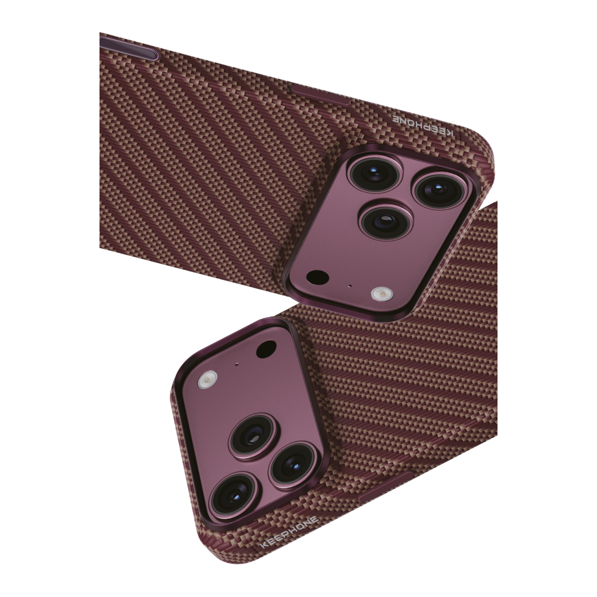 Keephone Apple iPhone 18 Pro Max Titan Aramid Fiber Magsafe Kapak - Bordo